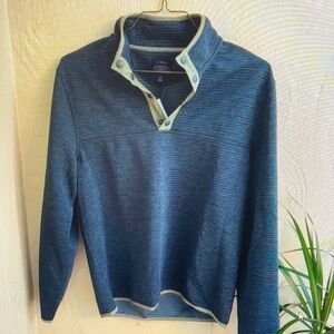 Men's Navy and Beige Zip-Up Sweater